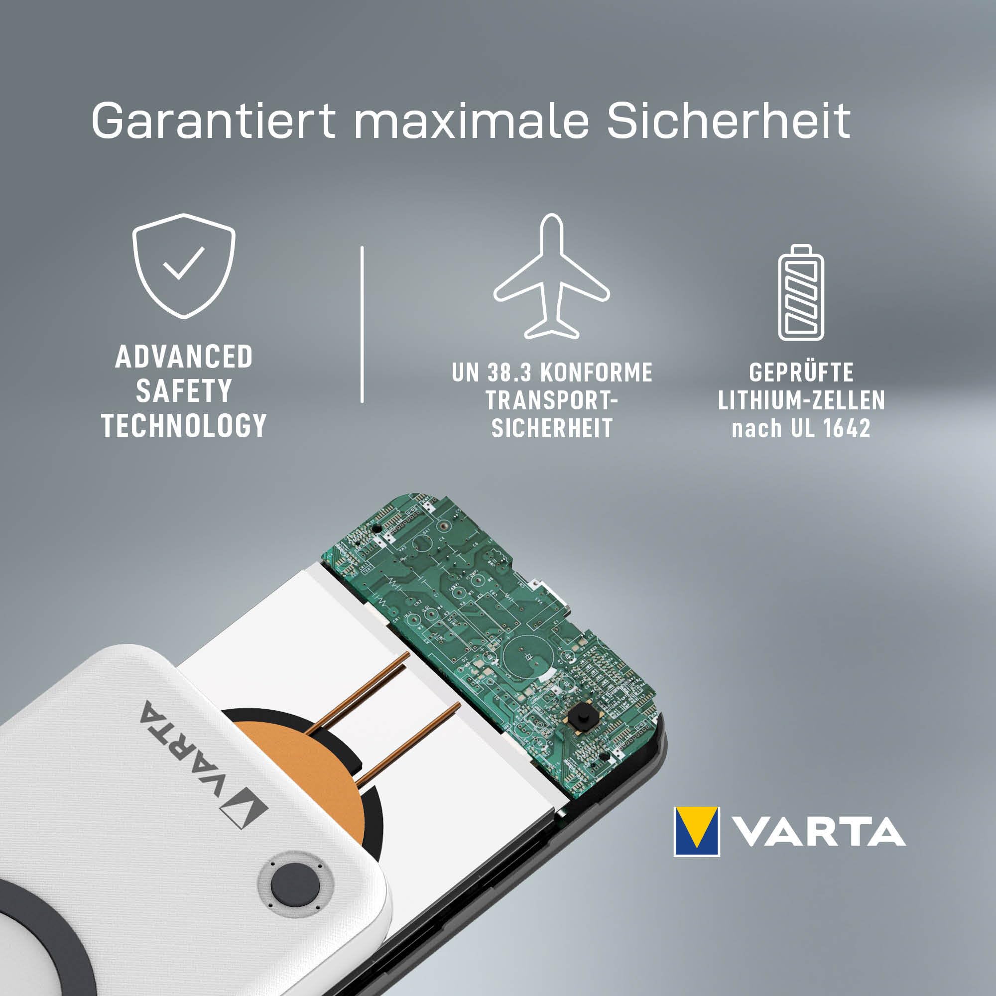 VARTA Wireless Power Bank 15000 mAh, 20 W Fast Charging, USB C PD | power bank 2 en 1 y cargador inalámbrico, Quick Charge, carga inalámbrica, cargador portátil para hasta 4 dispositivos
