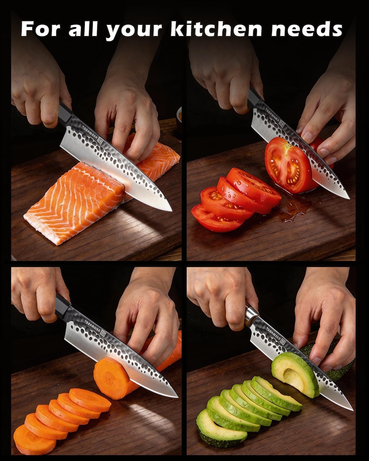 KEEMAKE 8 Inch Chef Knife, Japanese Hand Forged High Carbon Steel Kitchen Knives with Ergonomic Rosewood Handle, Ultra Sharp Durable Professional Gyuto Knife for Meat & Veggie Slicing