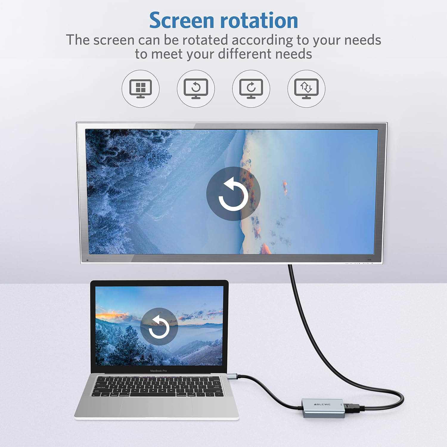 ABLEWE Adattatore da USB 3.0 a HDMI, cavo convertitore da HDMI a USB audio video grafico per PC, laptop, monitor, proiettore, TV, supporta Mac OS, Windows 10/8.1/8/7