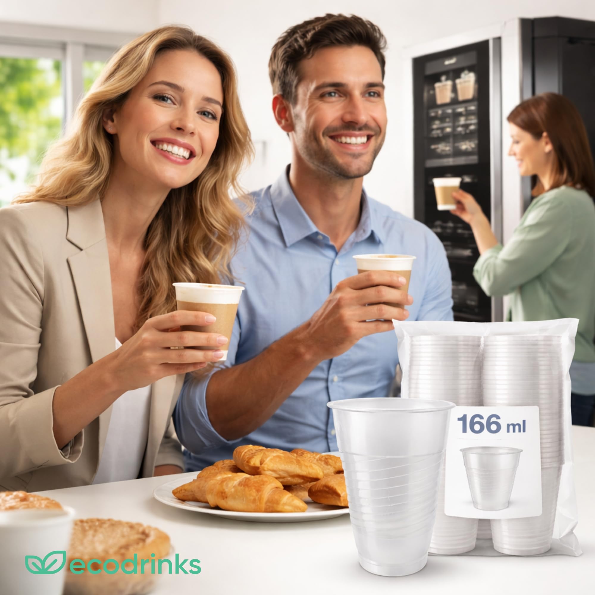 Bicchieri Caffe 166ml per Distributori Automatici - Resistenti e Anti-scottatura - Adatti a Acqua, Cappuccino, Tè e Cioccolata - Ideali Per Aziende, Sale Pausa ed Eventi (Traslucido, 1000 pz)