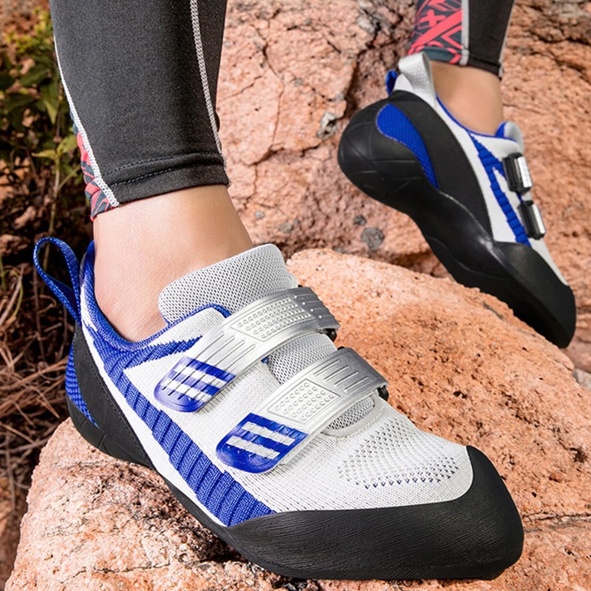 Climbing Shoes for Men Professional Slip-Resistant Lightweight Bouldering Shoes Breathable with Hook-and-Loop Straps