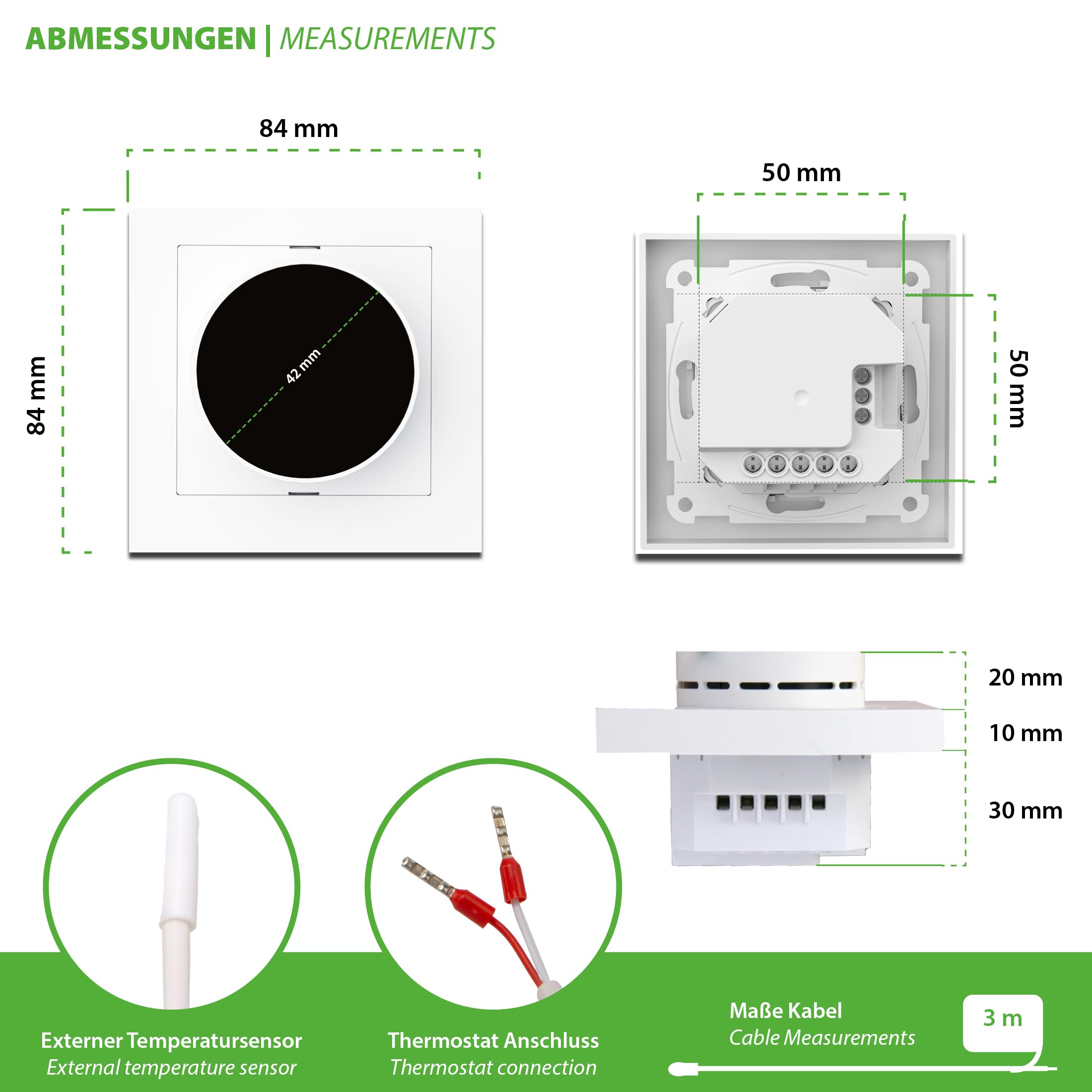 Mi-Heat TH11 WiFi Smart Raumthermostat weiß - für Fussbodenheizung Temperaturregler Thermostat Tuya App