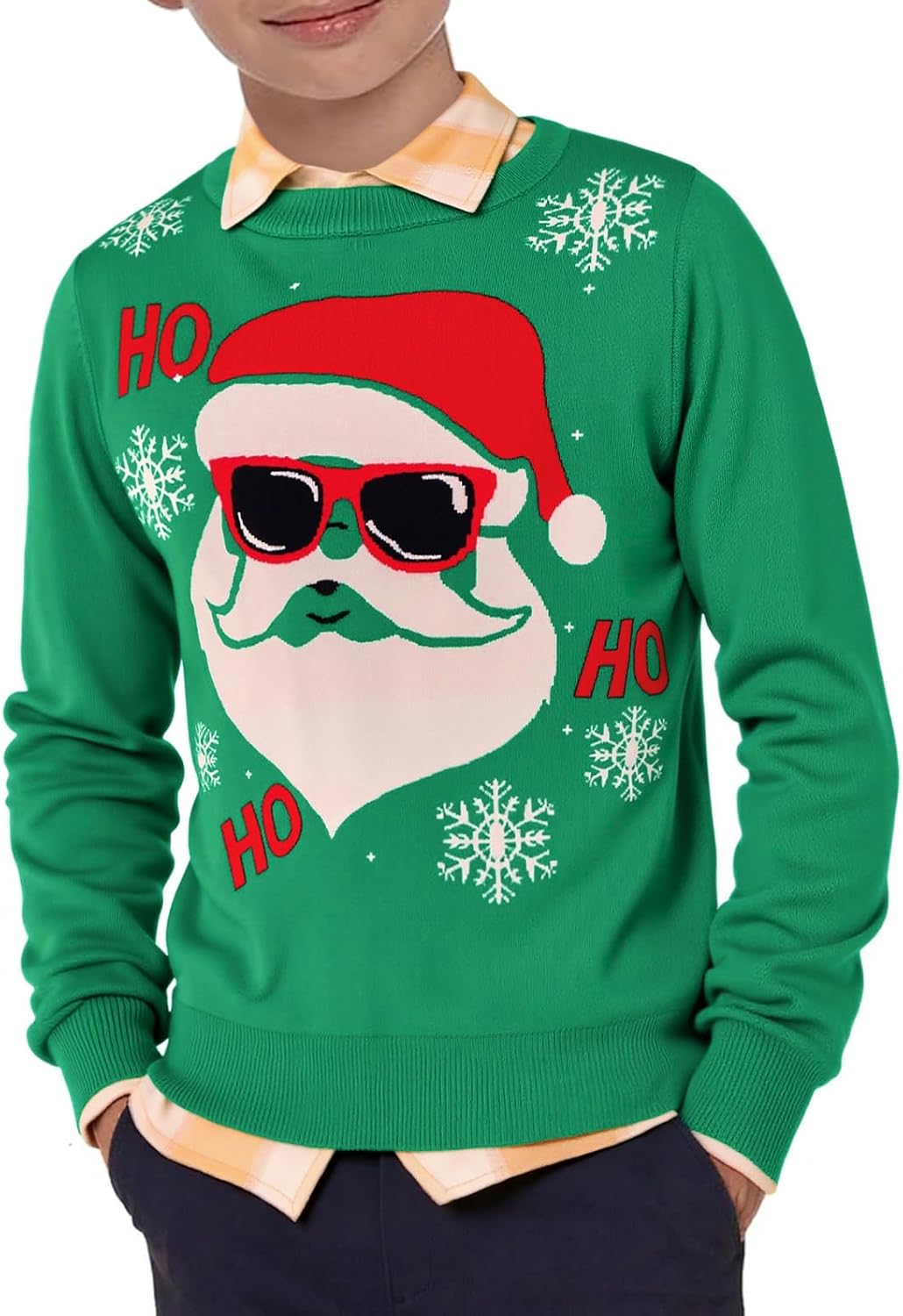 Boys Christmas Sweater Kids Crewneck Reindeer Santa Snowman Holiday Pullover Sweaters 5-14 Years