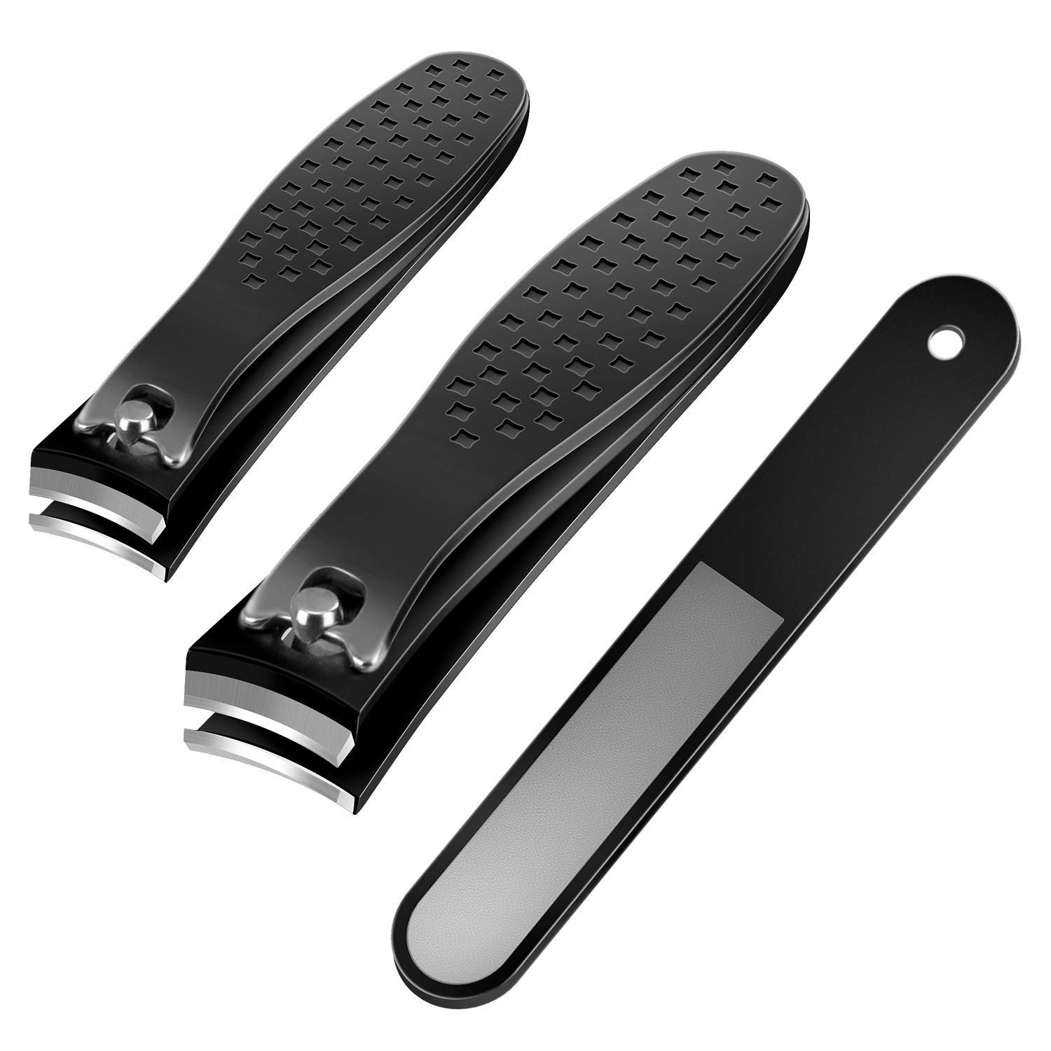 Nail Clipper Set 3 PCS Black Stainless Steel Fingernails