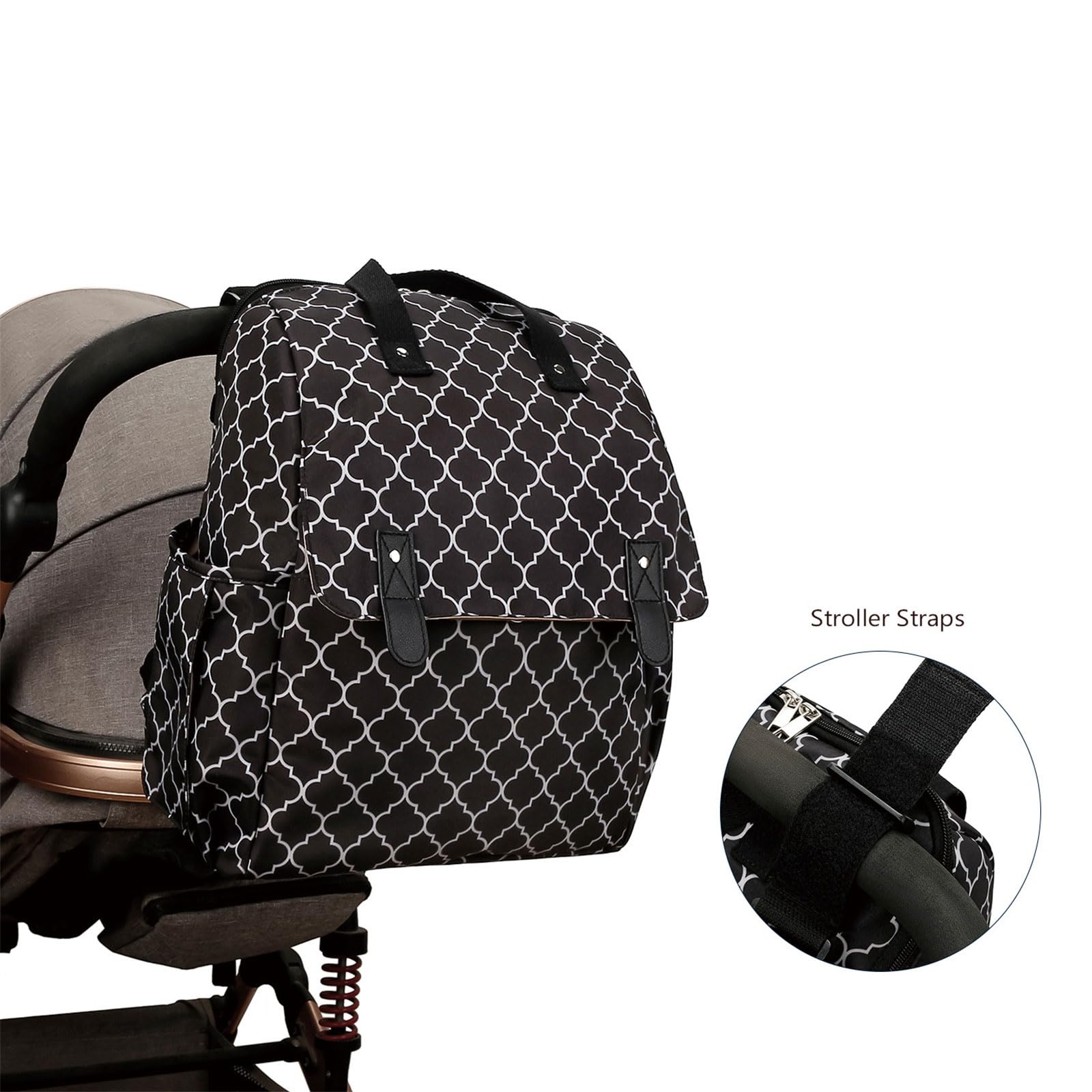 Modischer gestreifter Windel Aufbewahrungsbeutel Rucksack, praktische Wickelunterlage, Urin Pad mit tragbarem Flaschenetui, Orhaniser Babywindel Wickeltasche
