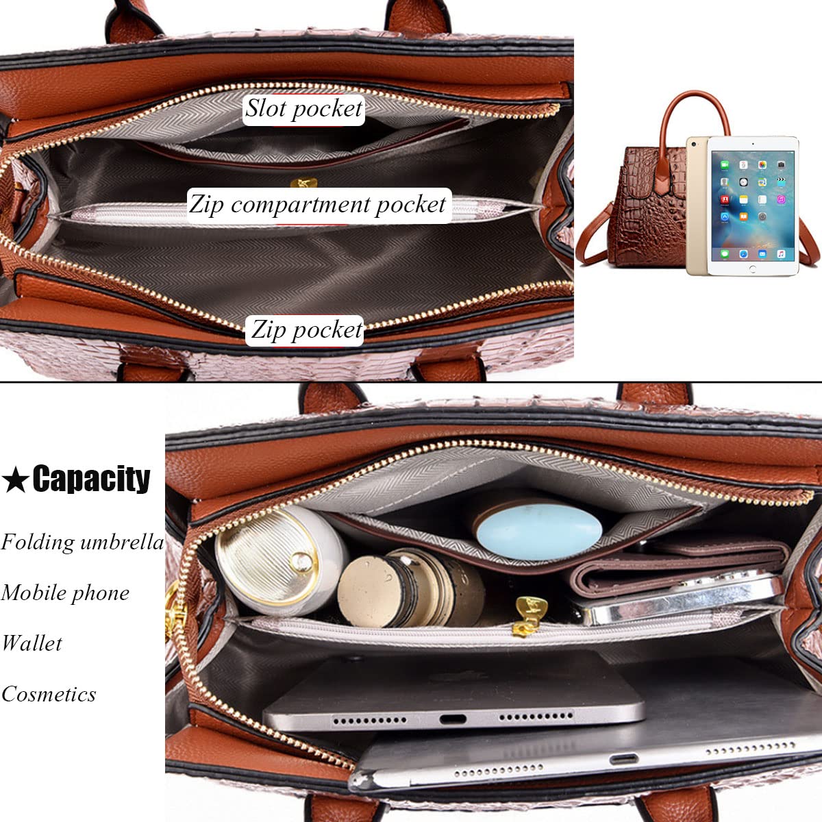Borsa a tracolla da donna in pelle PU con motivo a