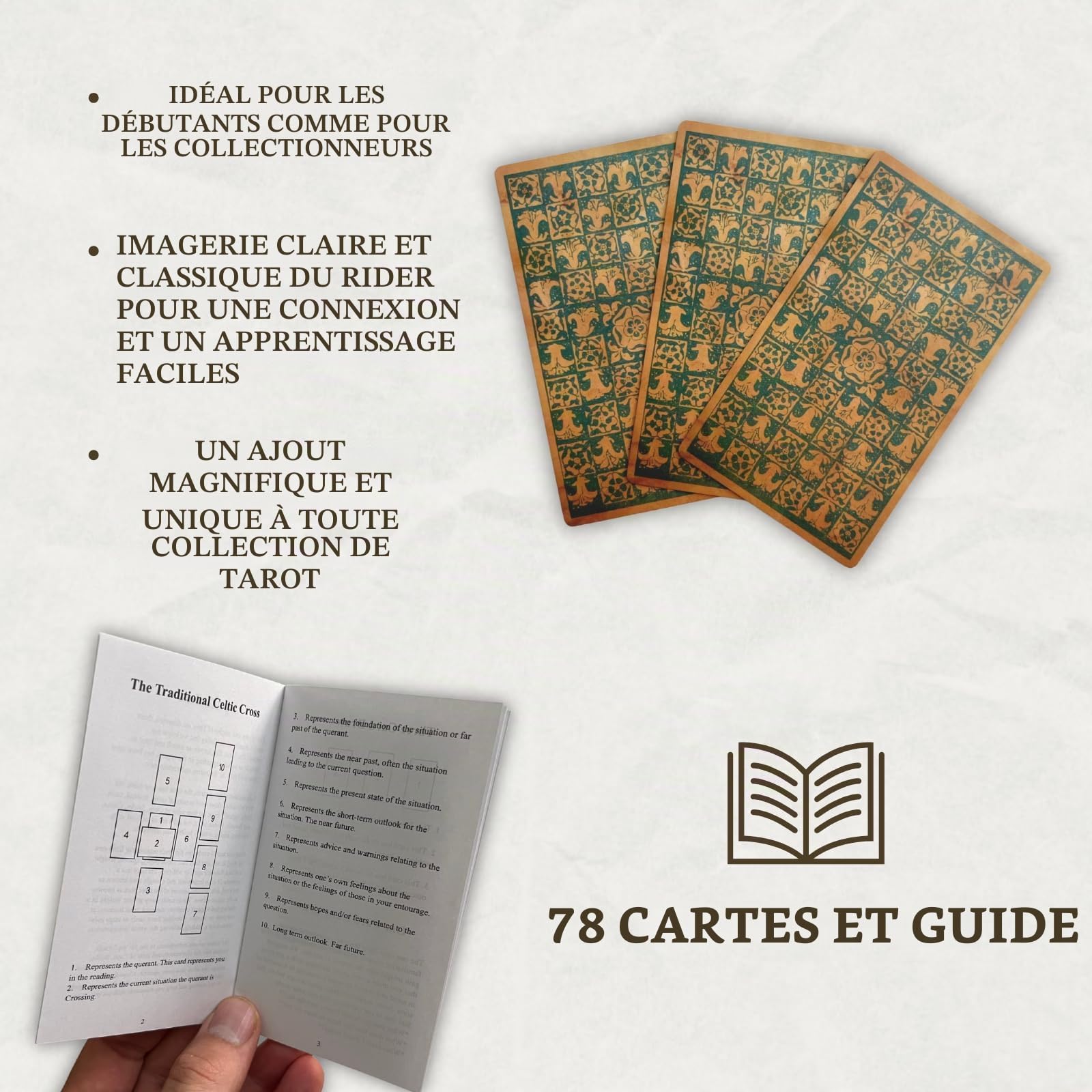 Jeu de tarot et guide édition antique | Design classique RWS