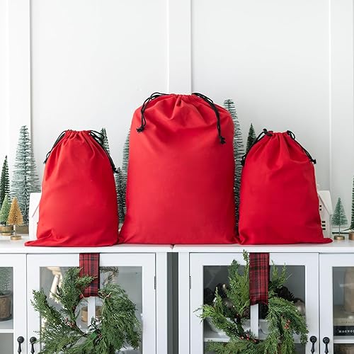 Miniatura 2 de Qualtry Saco de Papá Noel para niños - Bolsa de Santa para regalos - Bolsa de lona con cordón - Bolsa de regalo de Navidad para regalos (algodón,