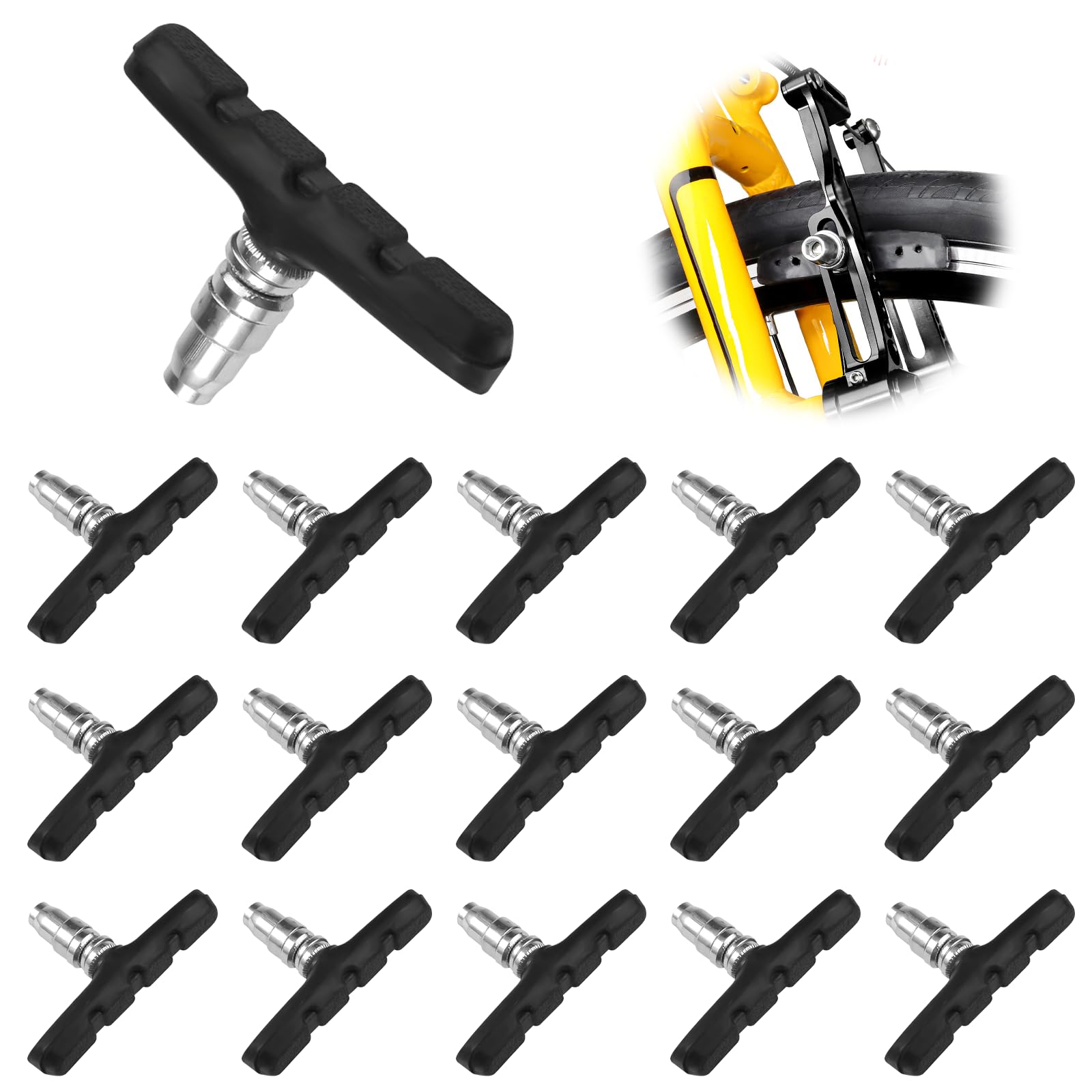 Lot De 8 Paires De Patins De Frein V-brake 70 Mm Pour Vélo – Silencieux, Autonettoyants, Compatibles VTT/ville/route