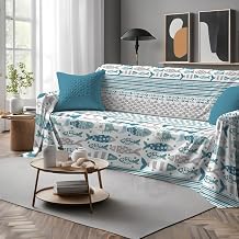 SpazioTessile Coverall Furniture Cover Sofa Bed Design Bed Sofa Cover (Pisces Blue, 180 x 300)