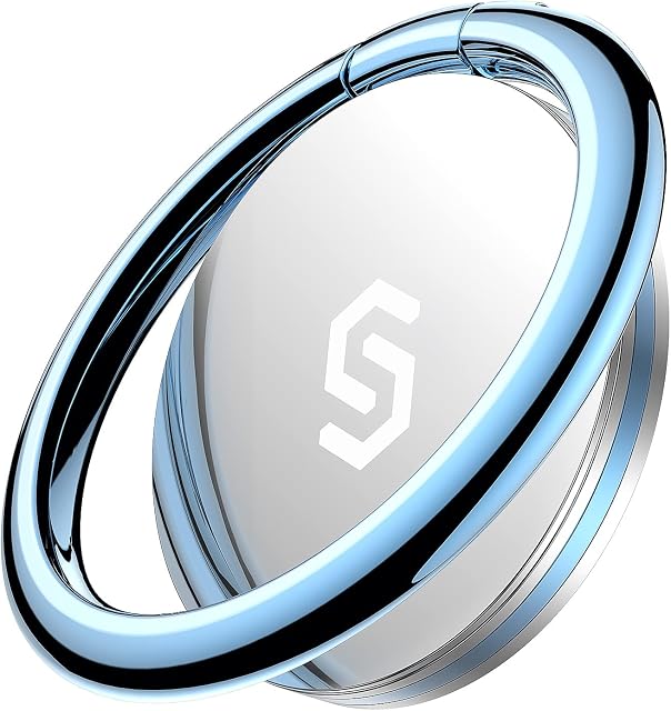 Syncwire Cell Phone Ring Holder Stand, 360 Degree Rotation Finger Ring Kickstand with Polished Metal Phone Grip for Magnetic Car Mount Compatible iPhone, Samsung,Pixel, Smartphone Accessories - Blue