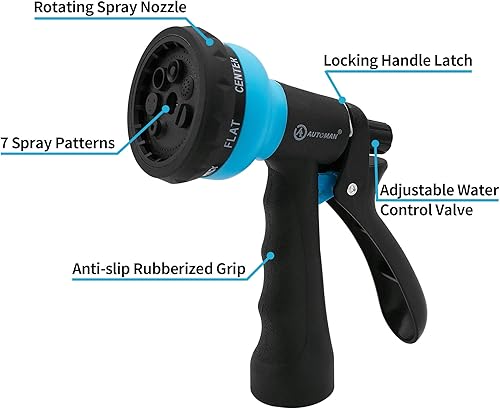 Miniatura 5 de AUTOMAN - Manguera de jardín de etilvinilacetato EVA, varios colores disponibles, manguera de agua rizada incluye boquilla de pulverización de 7