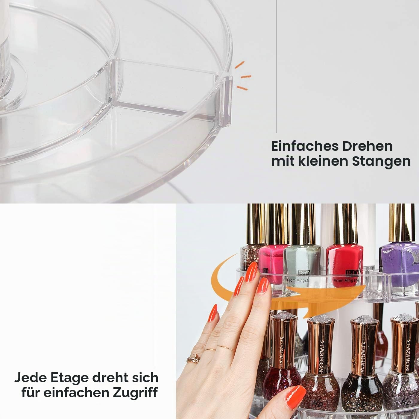 J JACKCUBE DESIGN Drehbarer Acryl-Nagellackständer, drehbares Regal für 115–195 Flaschen, 5-stöckiger Nagellack-Organizer