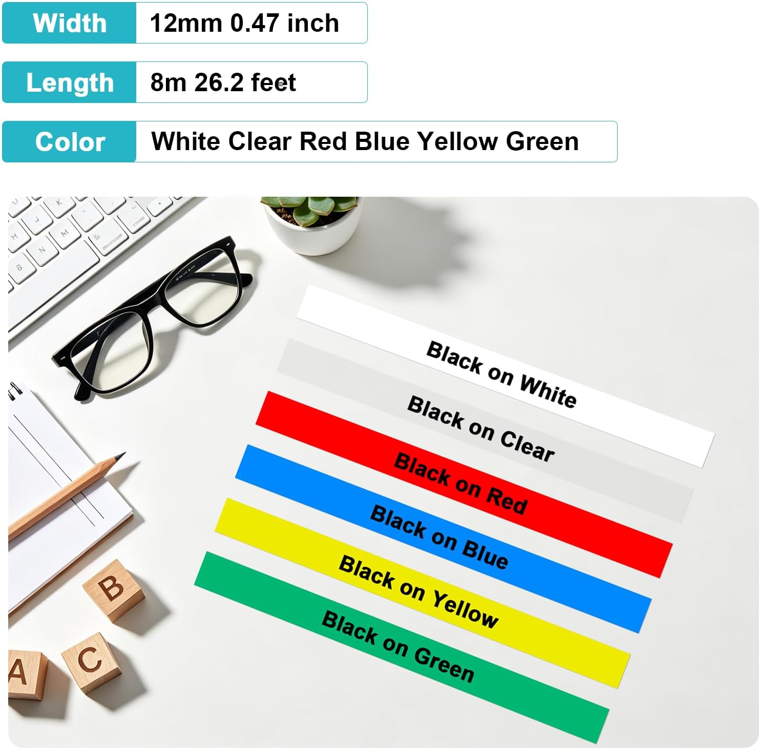 12mm 0.47 Inch Laminated TZe Multicolor Replacement P Touch image 5