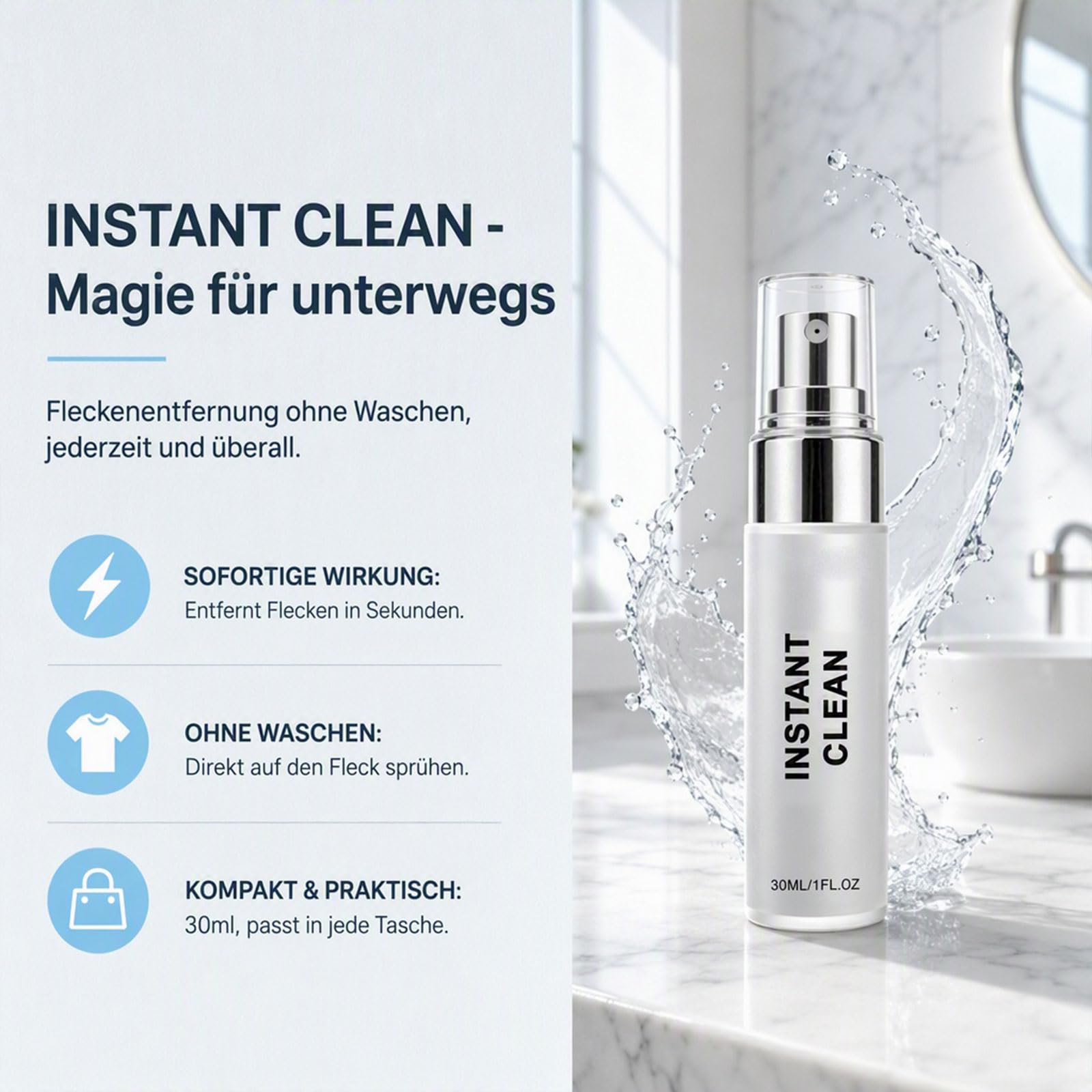 INSTANT CLEAN Magic Spray To Go, Fleckenentferner für Kleidung, 30 ml