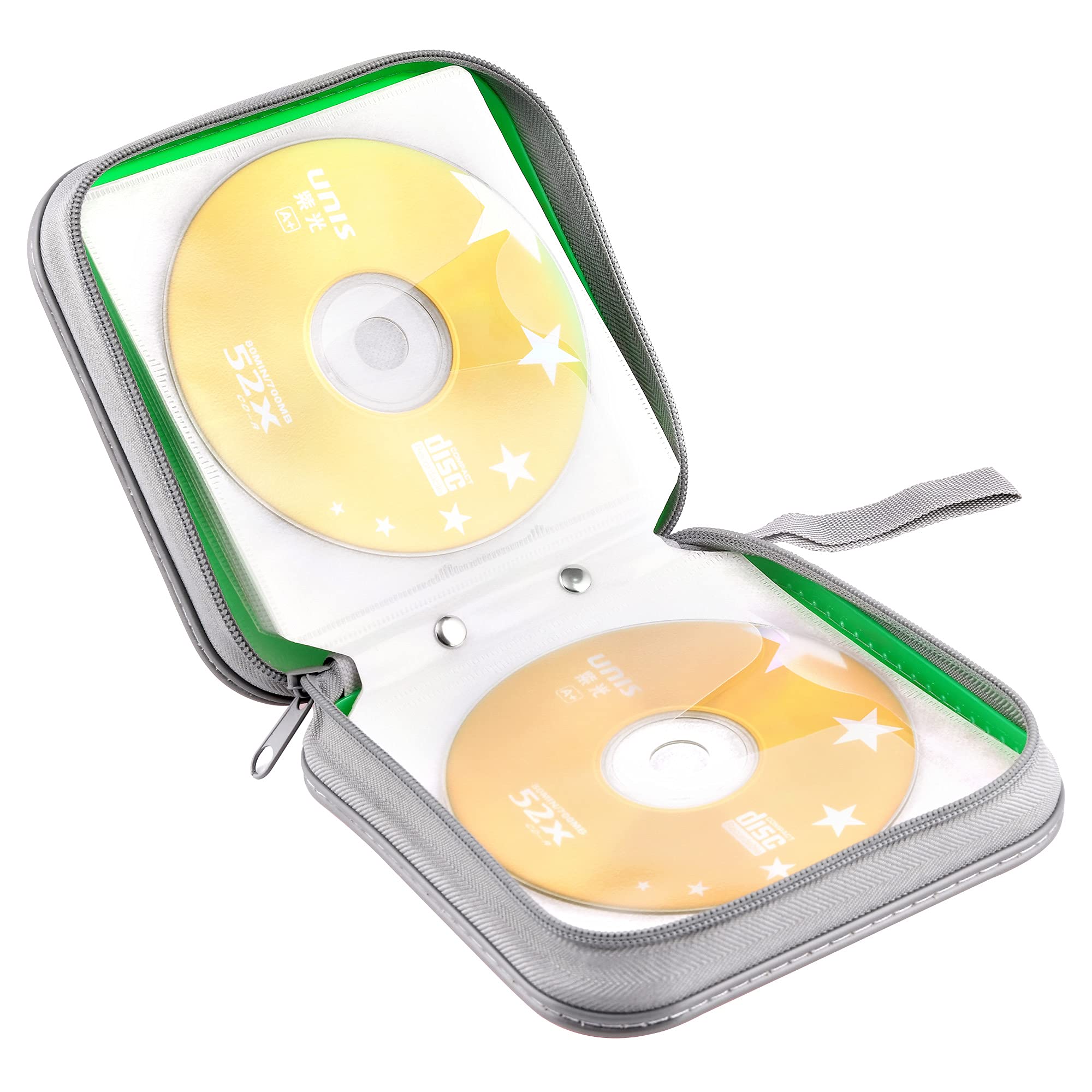 Custodia a portafoglio per CD, DVD, CD/DVD, 40 dischi, resistente borsa raccoglitore per album (verde)