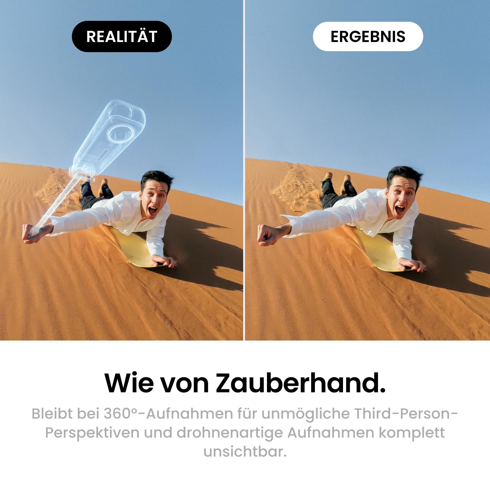 Insta360 Fernbedienungs-Kit für den 2-in-1 Klapp-Selfie-Stick mit Unsichtbarem Selfie-Stick, integriertem Stativ, ideal für Vlogging, Wandern, Gruppenaufnahmen, für X5, X4 Air, X4, X3 Action-Cams