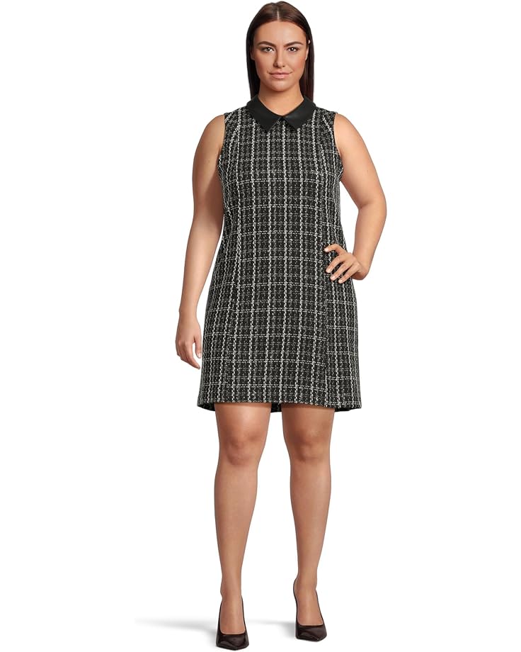 Calvin Klein Sleeveless Tweed Sheath With Collar - Main View