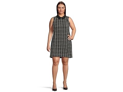 Calvin Klein Sleeveless Tweed Sheath With Collar Women
