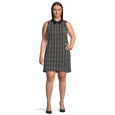 Calvin Klein Sleeveless Tweed Sheath With Collar Women