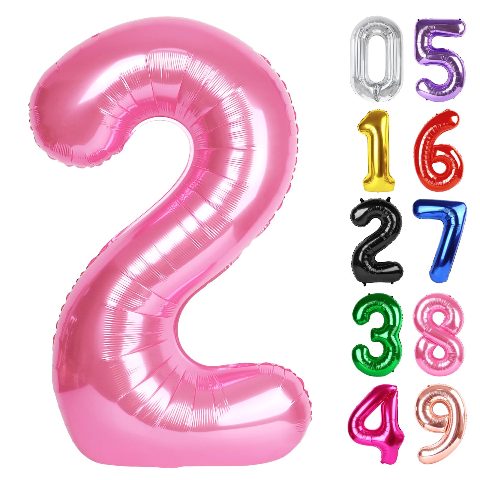 Pink Number 2 Balloon 40 Inch, 2nd Birthday Party Decorations Men Women