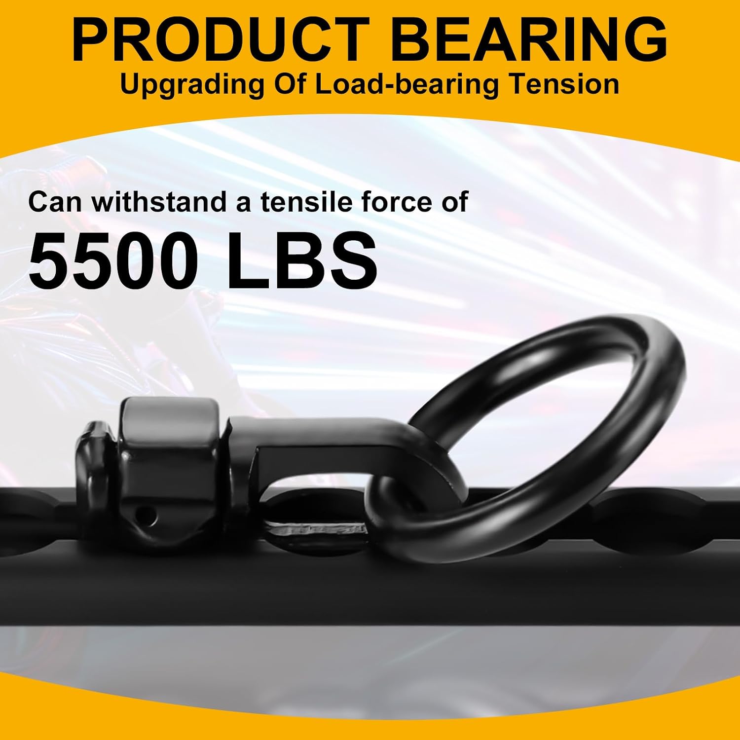 Yaocom 10 Pack L Track Double Stud Tie Down Fitting, L Track Tie Down, L-Track Accessories for Trucks, Rvs, Atvs, Van, Bearing 5000 Lbs Heavy Duty Steel, Black (O Ring)