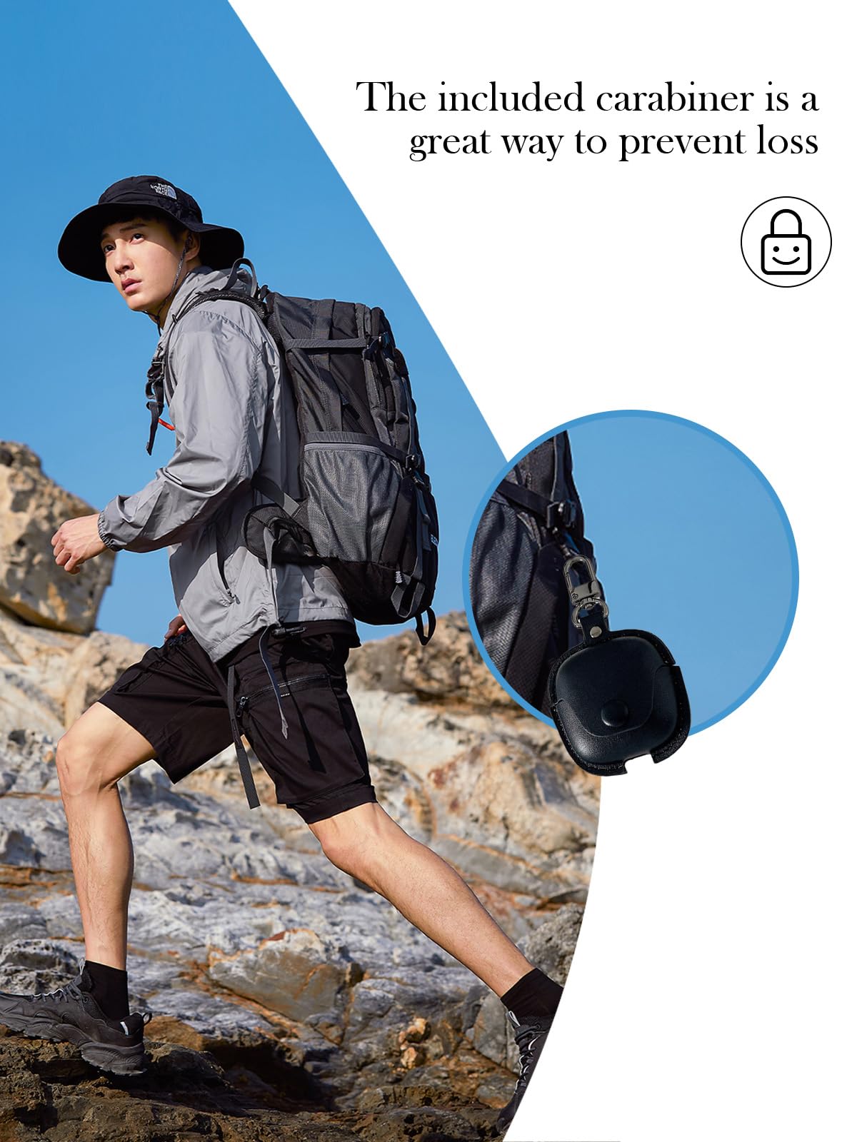 BOVUGAC Schutzhülle für Huawei FreeBuds Pro5, stilvoll, Retro-Stil, weicher Schutz, Premium-PU-Leder-Schutzhülle mit Reinigungsset und Umhängeband, für Huawei FreeBuds Pro 5, Schwarz