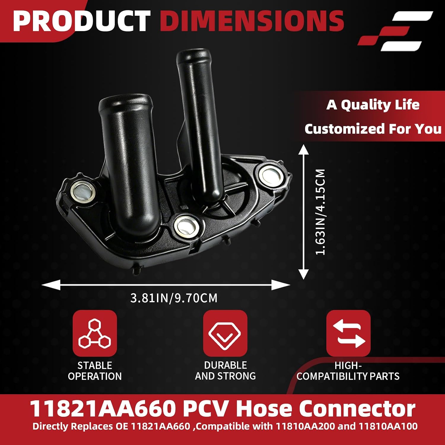 11821AA660 PCV Valve Hose Connector for Subaru BRZ 2013-2024/Impreza 2012-2024/ Forester 2011-2015/Crosstrek 2013-2024/Outback 2013-2019/Legacy 2013-2019/WRX 2015-2016/XV Crosstrek 2013-2015 (Black)