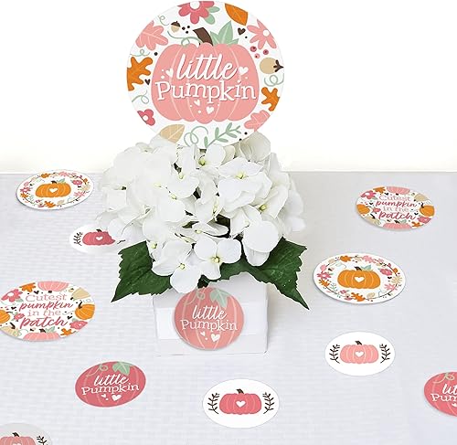 Miniatura 5 de Big Dot of Happiness Girl Little Pumpkin - Fiesta de cumpleaños de otoño o baby shower, confeti de círculo gigante, decoraciones de fiesta, confeti