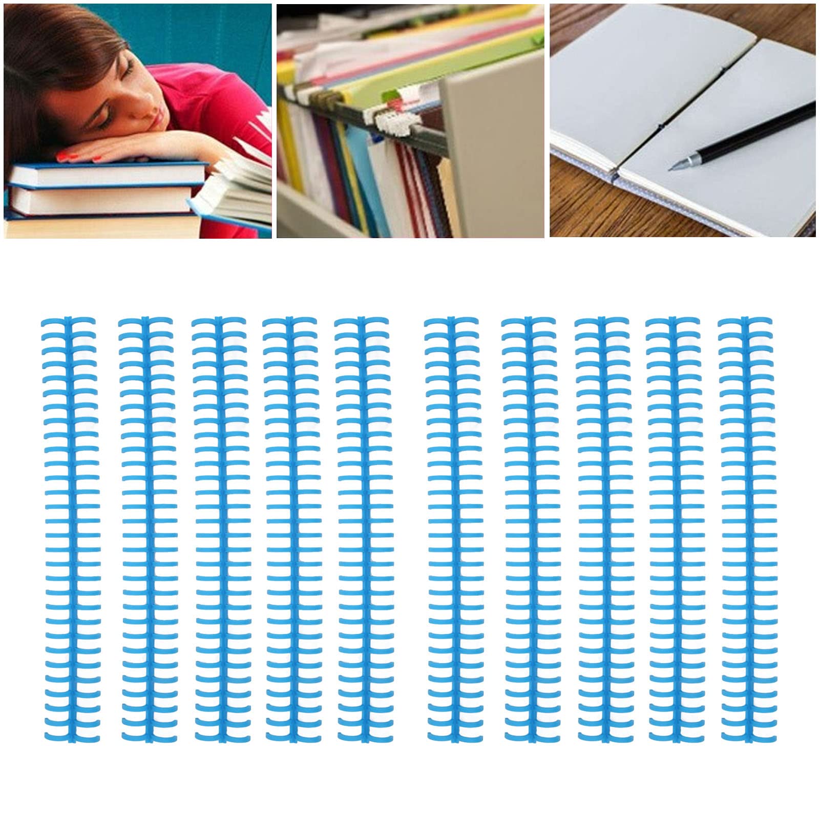 ERYUE Épines De Reliure Plastique 30 Trous - Anneaux 12mm, 10 Pièces, Pour Classeurs A4 A5 B5, Bureau école