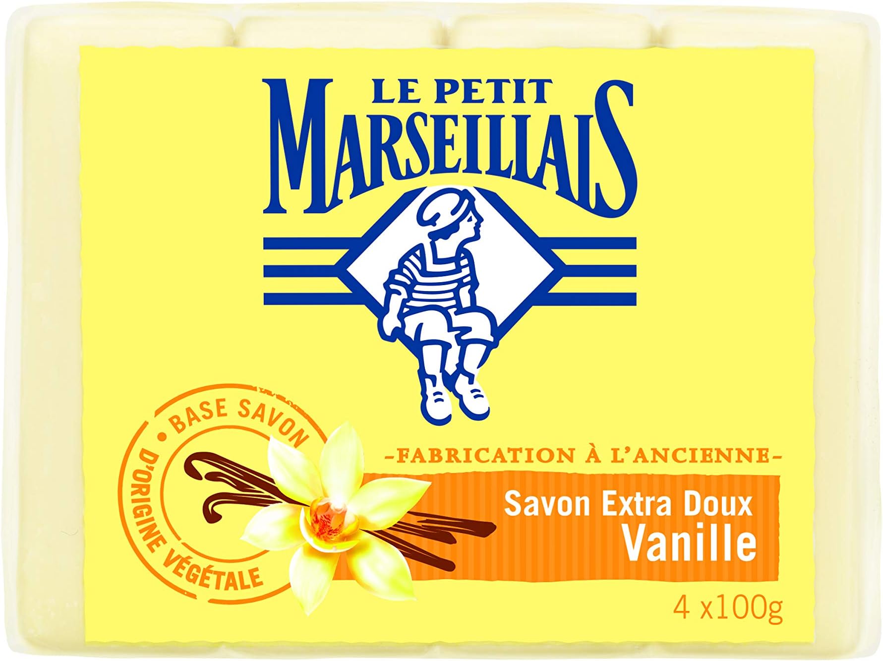 Le Petit Marseillais Solid Vanilla Soap – Antibacterial Action – 4 x 100 g