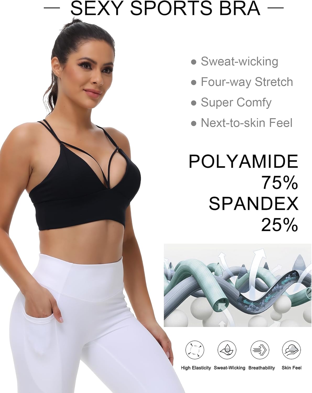 MotoRun Bralettes for Women, Strappy Sports Bra Push up Bralette Sexy Bras Rave Top - Image 5