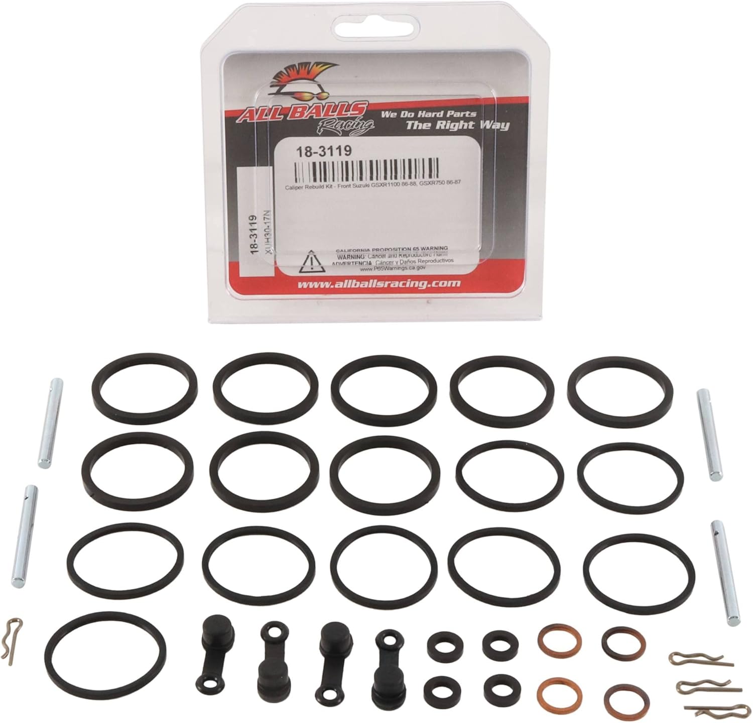 All Balls Racing 18-3119 Caliper Rebuild Kit Compatible with/Replacement For Suzuki GSX-R 1100 1986-1988, GSX-R 750 1986-1987