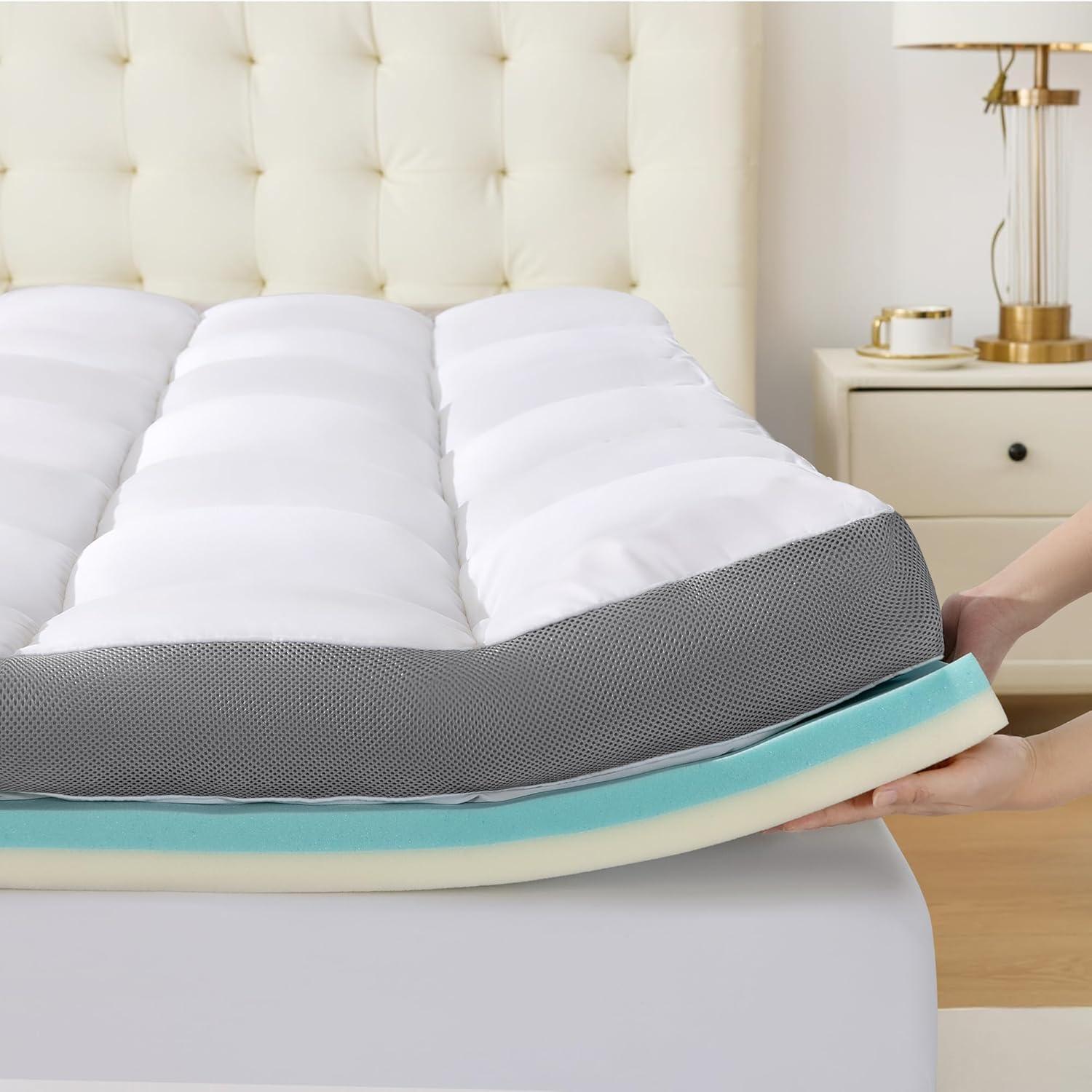 5 Inch Dual Layer Mattress Topper,Fits 6"-18" Deep Pocket(Queen,60"x80")