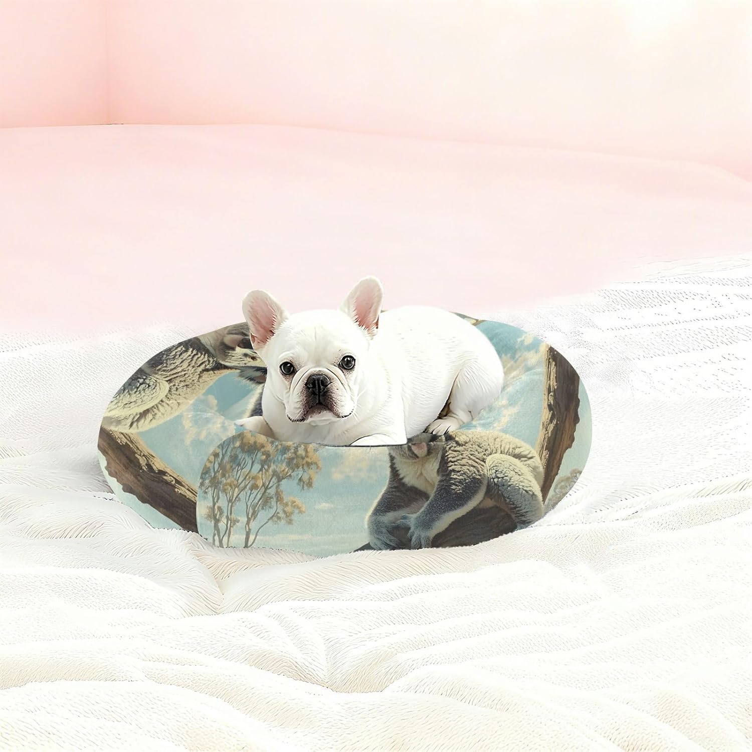 Dog Bed Ultra Soft Fluffy Comfortable Cat Bed, Koala on The Branch Washable Dog Beds Anti-Slip Round Pet Beds for Medium Dogs