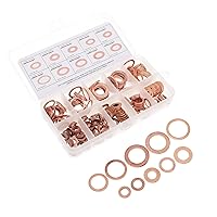 Vista 1 de 200pcs Copper Sealing Washer Flat Gasket Set Flat Copper Washers Assortment Kit with Storage Box for Industrial and Automotive Use