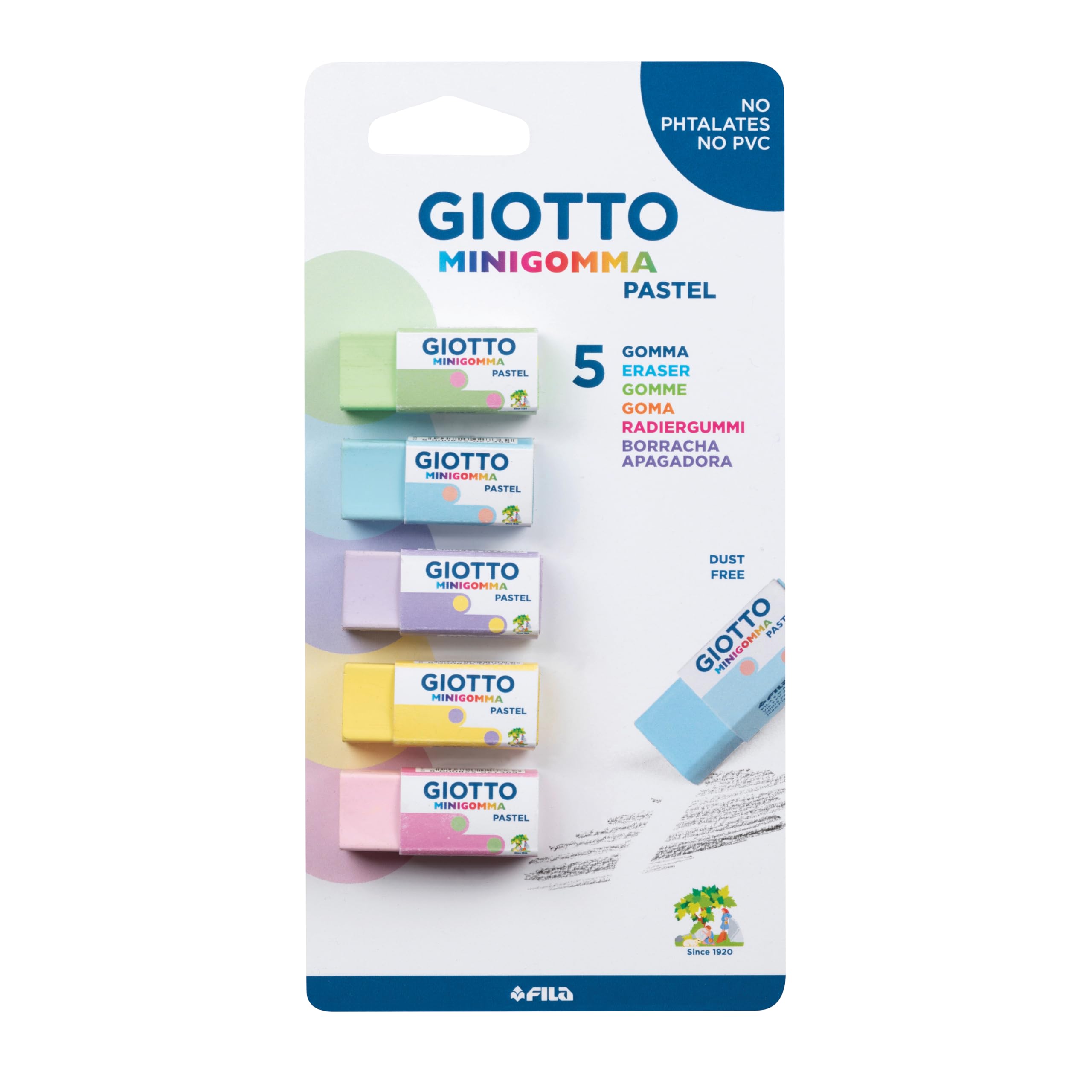 Giotto Mini Gomma Pastel, Blíster 5 Piezas