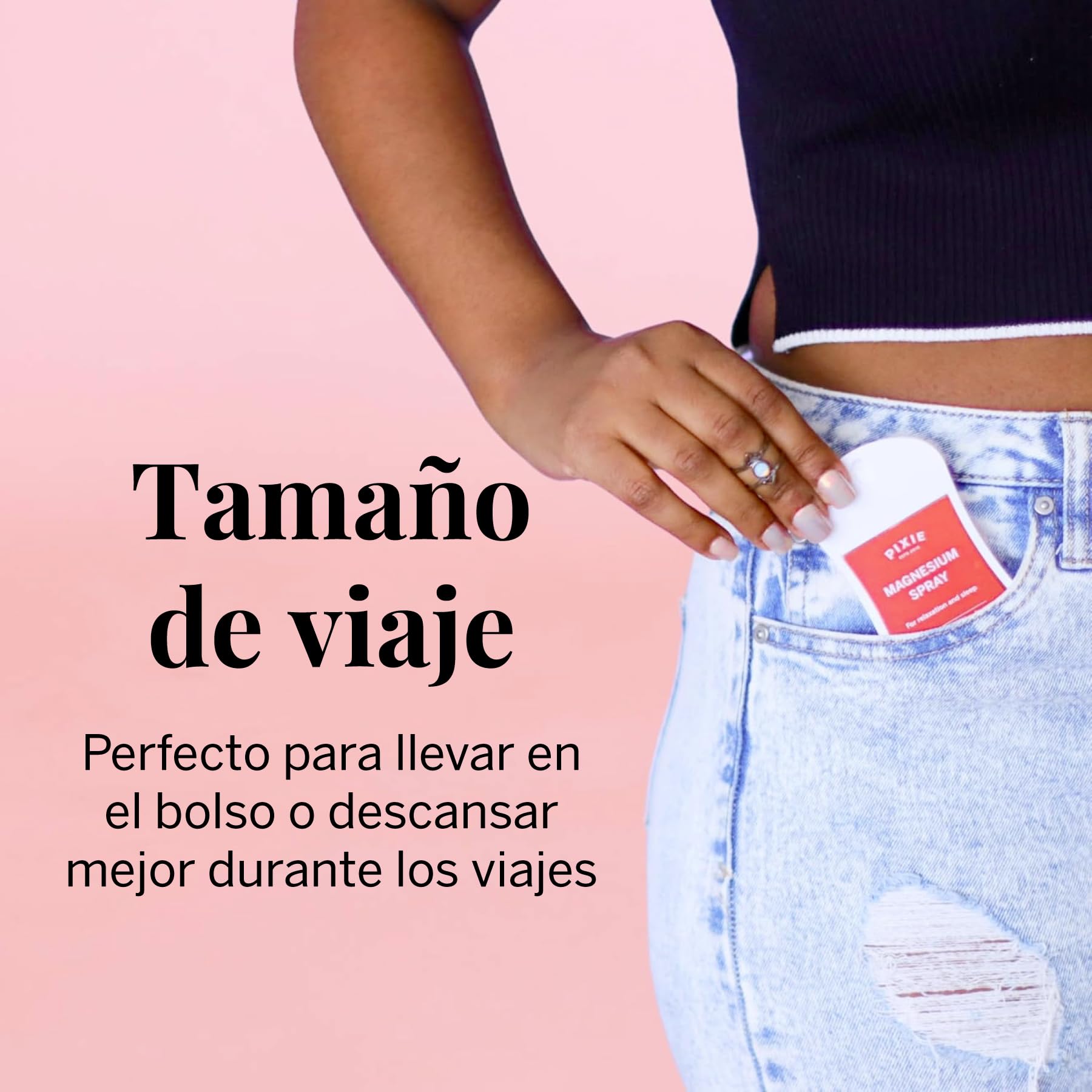 Pixie Spray de Magnesio Puro 40 ml – USP Grade – Alivio Tópico Rápido para Dolores, Sueño y Molestias Menstruales – Tamaño Viaje, No Tóxico