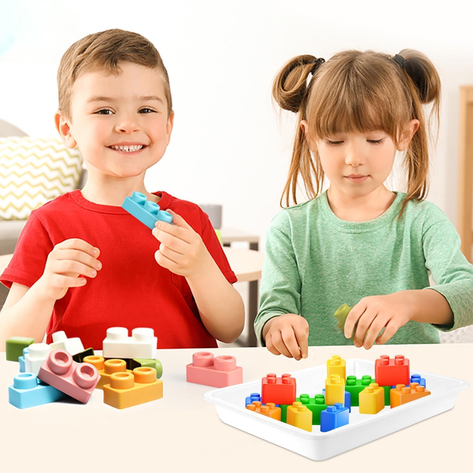 MIVIDE 15 vassoi sintetici in plastica bianca, vassoio rettangolare 34,5 x 25,3 x 3,2 cm, riutilizzabili in plastica, grande per bar, feste, cucine, bianco