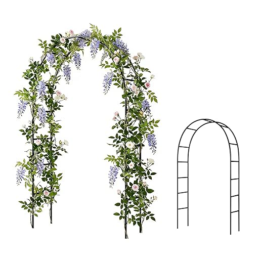 Iron Pergola Arbor Practical, 7.9 Feet High x 4.6 Feet Wide, Assemble Easily for Various Climbing Plant Wedding Garden Arch Bridal Party Decoration Wide Arbor