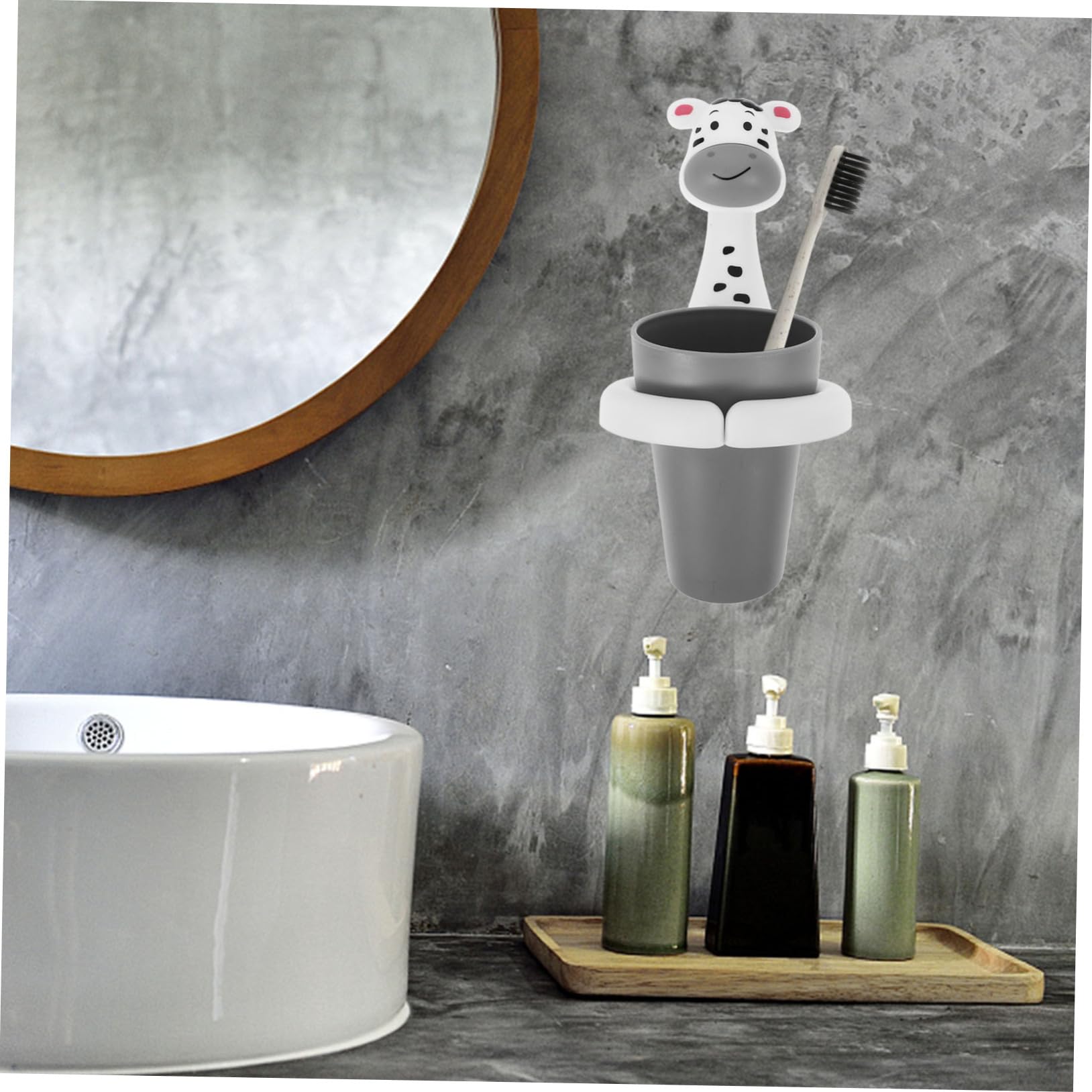 SHINEOFI 5 Pezzi Porta Spazzolino da Muro per Spazzolini Elettrici e Bicchiere Organizer Elegante per Bagno Facile da Installare Design Pratico e Ufficio