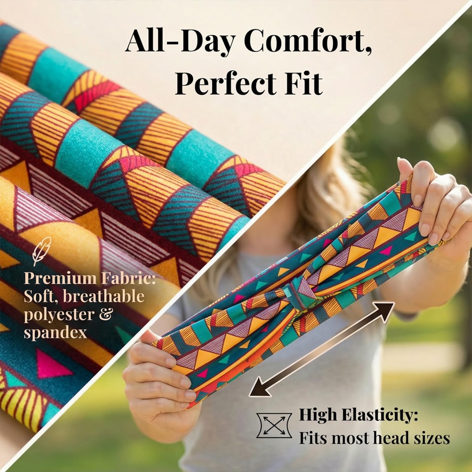 Diademas anchas para mujer, estilo bohemio, para entrenamiento, anudadas, para el cabello africano, antideslizante, para yoga, correr, deportes, accesorios para el cabello, paquete de 4