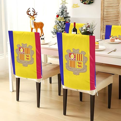 Miniatura 3 de Chair Covers Washable for Birthday Party Set of 6 Dining Room Seat Covers cubre sillas para comedor Flag of Andorra