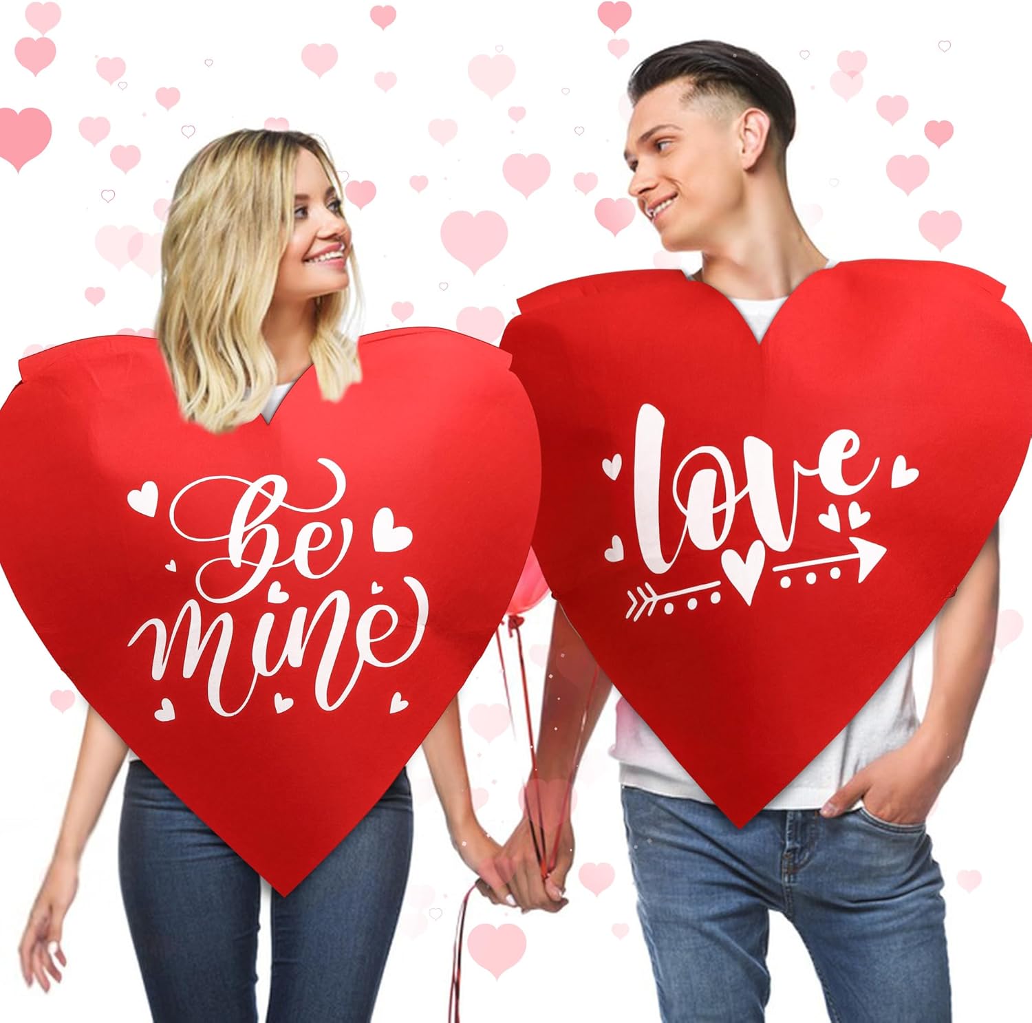 Iceyyyy 2 Pcs Valentines Heart Shaped Costume-Red Heart Hat Waistcoat-Headgear Tunic Costumes for Adult Valentines Cosplay