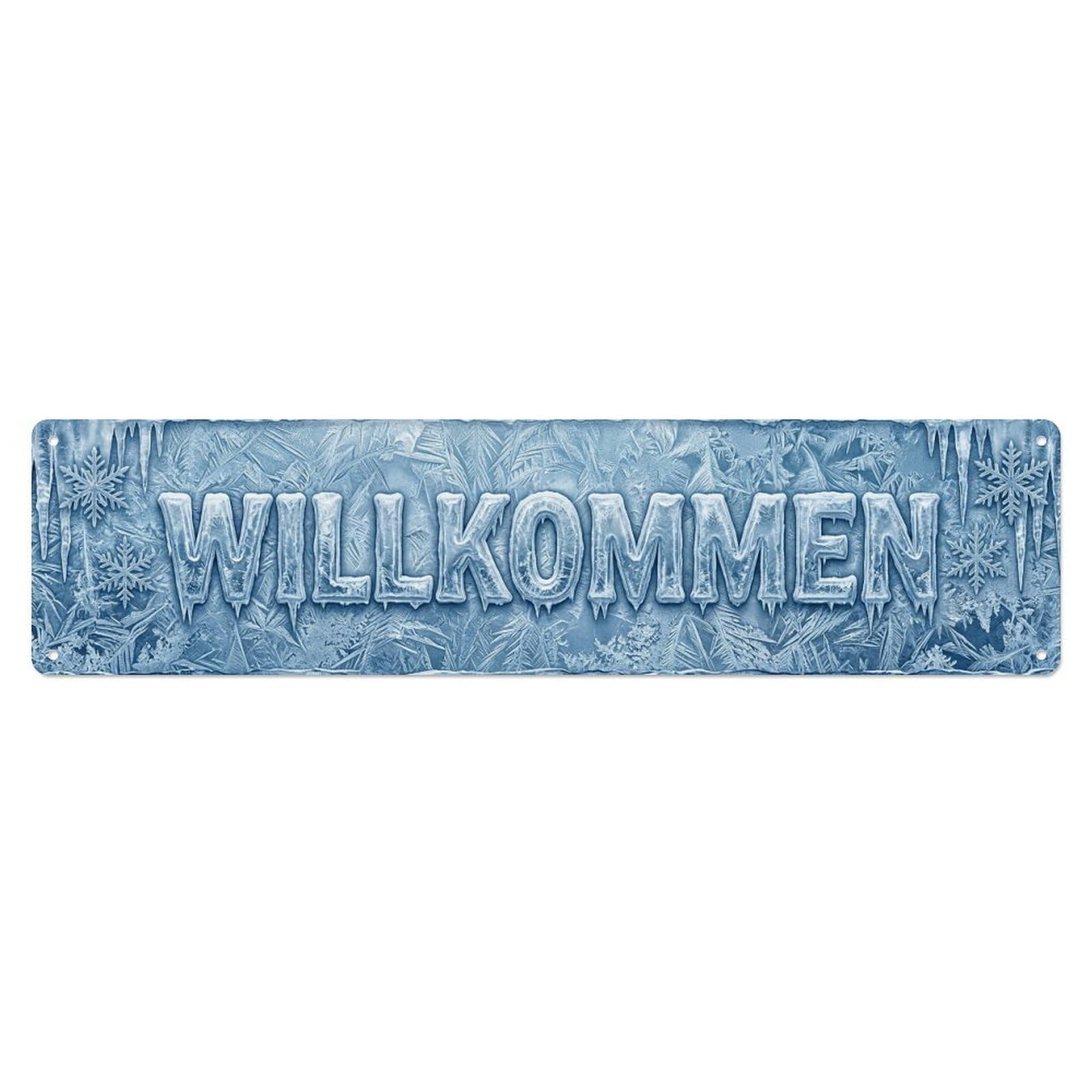 Crystal Ice Frozen Winter Welcome Metal Tin Sign