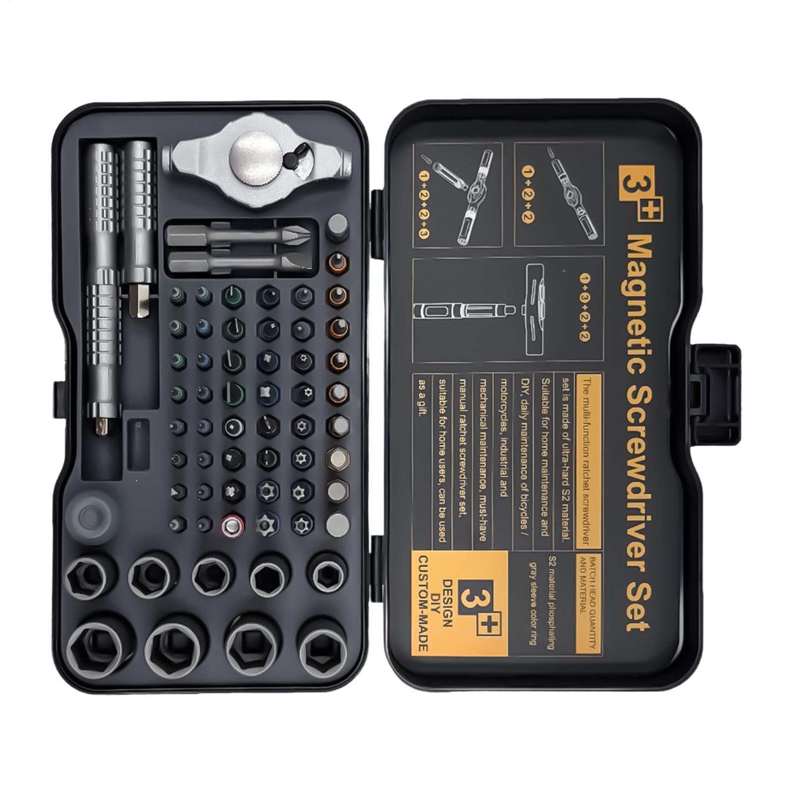 Cacciavite Magnetico Set Attrezzo Preciso a Manico a T 66-in-1 | Kit di Cacciaviti di Precisione Per Casa Garage Elettronica Computer Orologio Auto Elettricista Uomo Papà