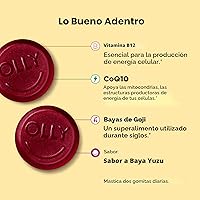 Vista 2 de OLLY Extra Strength Daily Energy Gummy, sin cafeína, 1000 mcg de vitamina B12, CoQ10, baya de goji, suplemento masticable para adultos, sabor a