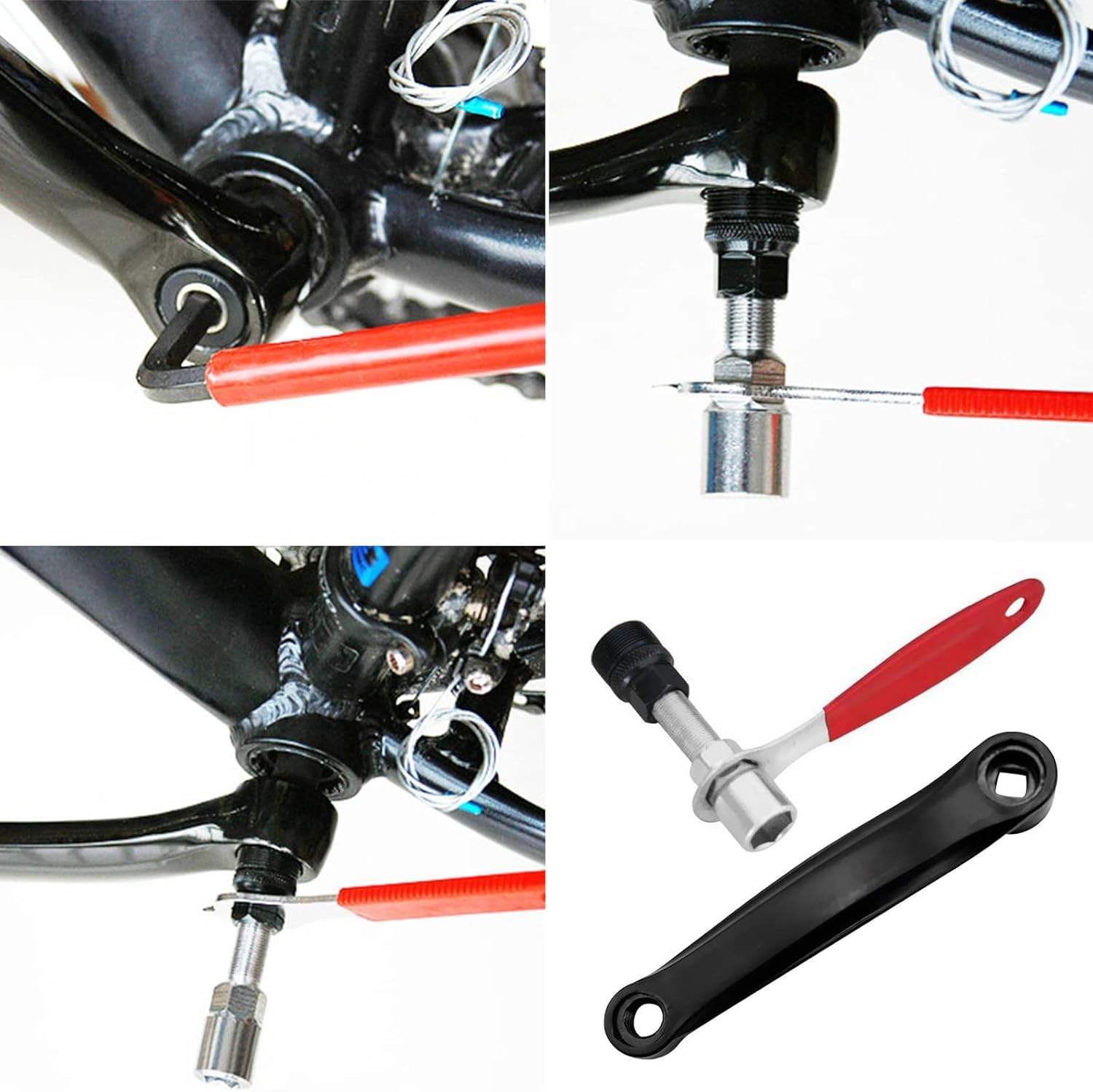 CHENKEE Manivela de Bicicleta Brazo Izquierdo 170mm Agujero Cuadrado Bielas de Metal con Herramienta de Desmontaje