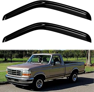 2PC Rain Guards for 1980-1996 Ford F150 F250 F350 Window Visors for 1980-1996 Ford Bronco Vehicles w/Standard Cab Deflectors Sun Shades Vent Tape On Out Channel