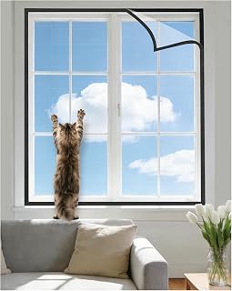 Katzennetz Fenster ohne Bohren Katzensicher Fliegengitter 130x150cm